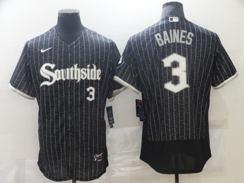 Men Chicago White Sox #3 Baines City Edition Black Elite Nike 2021 MLB Jersey